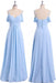 Light Sky Blue Off Shoulder Spaghetti Strap Chiffon Dresses Floor Length Formal Dress - Prom Dresses