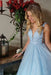 Light Sky Blue Sparkly Prom Charming Sleeveless V Neck Formal Dress - Prom Dresses