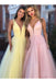 Light Sky Blue Sparkly Prom Charming Sleeveless V Neck Formal Dress - Prom Dresses