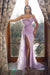 Lilac Sparkly Prom Dresses Long Mermaid Evening Dresses with Slit - Prom Dresses