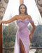 Lilac Sparkly Prom Dresses Long Mermaid Evening Dresses with Slit - Prom Dresses