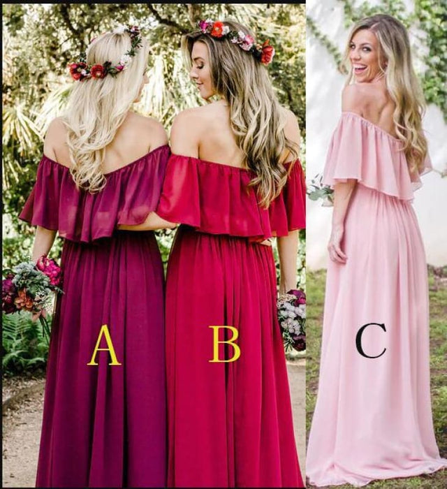 Long Off-the-shoulder Chiffon Dress Charming Bridesmaid Dresses - Prom Dresses