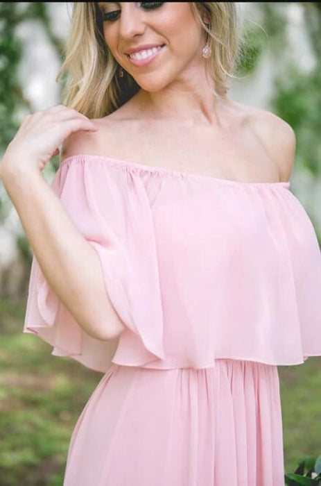 Long Off-the-shoulder Chiffon Dress Charming Bridesmaid Dresses - Prom Dresses