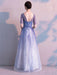 Long Prom Dresses Ombre Tulle Sequin Half Sleeve Formal Evening Dress