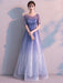 Long Prom Dresses Ombre Tulle Sequin Half Sleeve Formal Evening Dress
