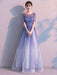 Long Prom Dresses Ombre Tulle Sequin Half Sleeve Formal Evening Dress