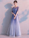 Long Prom Dresses Ombre Tulle Sequin Half Sleeve Formal Evening Dress
