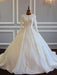 Long Sleeves Ball Gown Wedding Dresses With Lace Flowers - Ivory / Floor length - wedding dresses