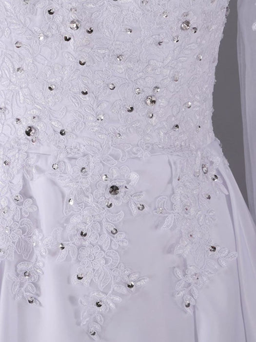 Long Sleeves Beaded Zipper Sweep Train Wedding Dresses - wedding dresses