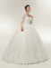 Long Sleeves V-Neck Ball Gown Lace Wedding Dresses - wedding dresses