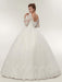 Long Sleeves V-Neck Ball Gown Lace Wedding Dresses - wedding dresses