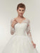 Long Sleeves V-Neck Ball Gown Lace Wedding Dresses - wedding dresses