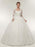Long Sleeves V-Neck Ball Gown Lace Wedding Dresses - White / Floor Length - wedding dresses