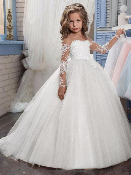 Lovely Long Sleeves Lacw Flower Girl Dresses Jewel Neck Formal Kids Pa Bridelily Lovely Long Sleeves Lacw Flower Girl Dresses Jewel Neck Formal Kids Pa Bridelily