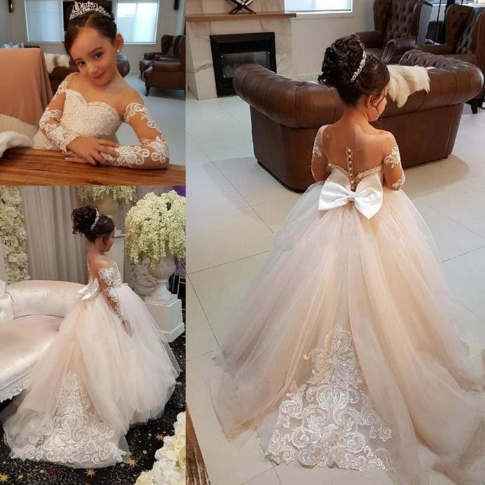 Ivana - Off Shoulder Flower Girl Dress with an Intricate Floral Design –  Mia Bambina Boutique