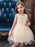 Flower Girl Dresses Jewel Neck Polyester Sleeveless Knee-Length Princess Silhouette Bows Kids Social Party Dresses