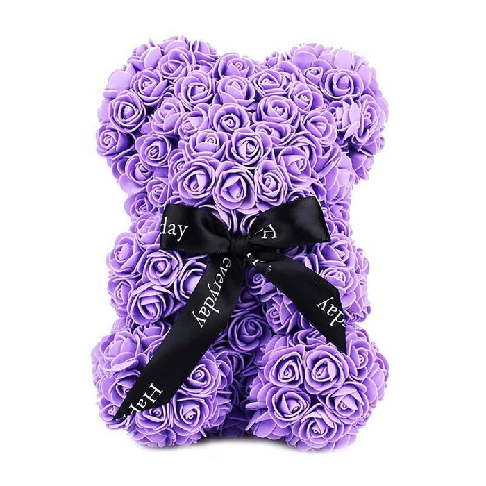 Lovely Rose Bear Bowknot Wedding Anniversary Gifts - Purple - wedding anniversary gifts