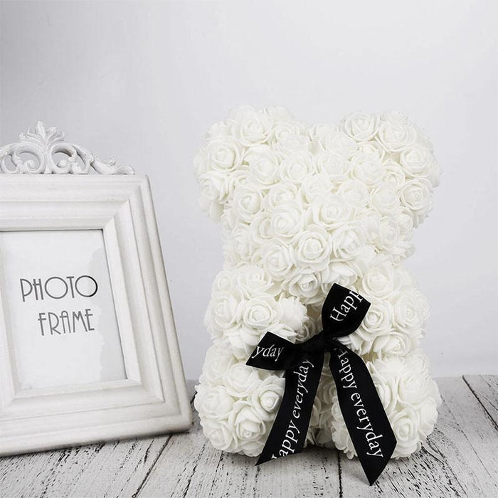 Lovely Rose Bear Bowknot Wedding Anniversary Gifts - White - wedding anniversary gifts