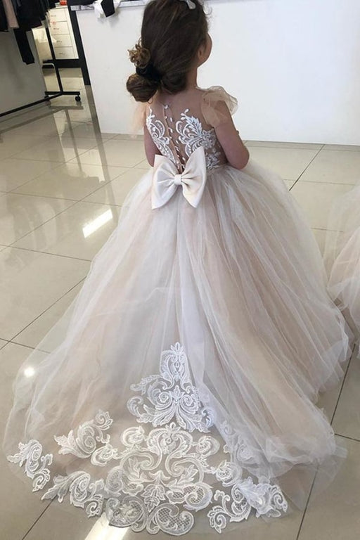 Lovely Tulle Lace Flower Girl Dress Sleeveless Kids Dress for Wedding Party with Appliques - Same photo color / 3Y - Flower Girl Dresses