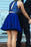 Luxurious Beading Two Piece Open Back Royal Blue Chiffon Short Homecoming Dress - Prom Dresses