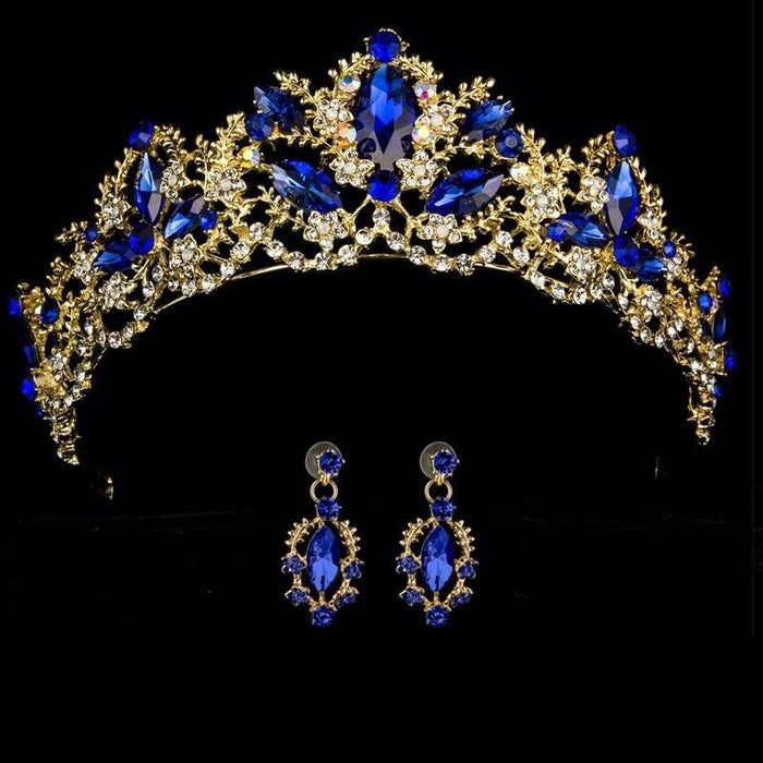 Luxurious Crown Queen Crystal Tiaras | Bridelily - blue 2 - tiaras