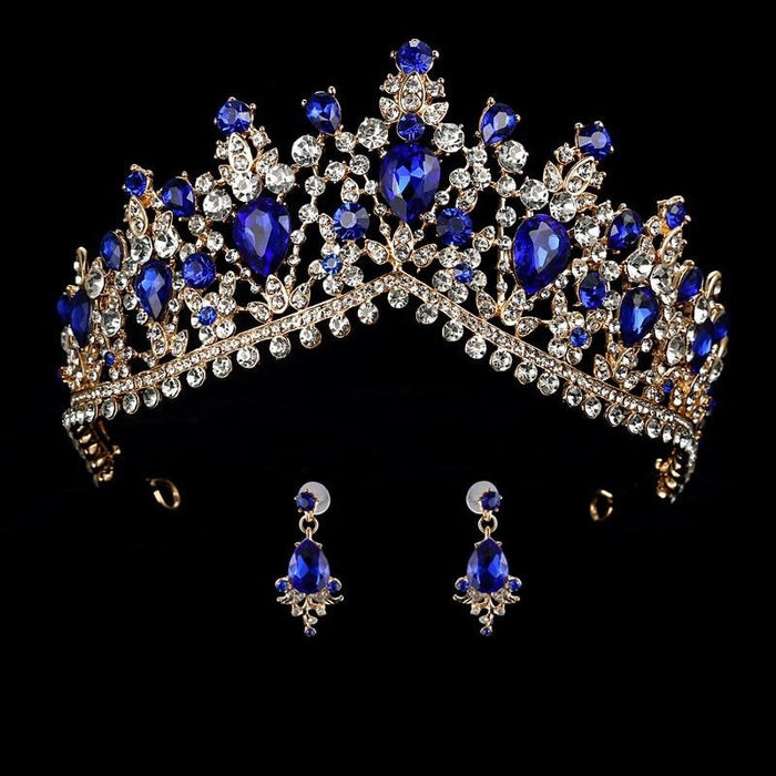Luxurious Crown Queen Crystal Tiaras | Bridelily - blue - tiaras