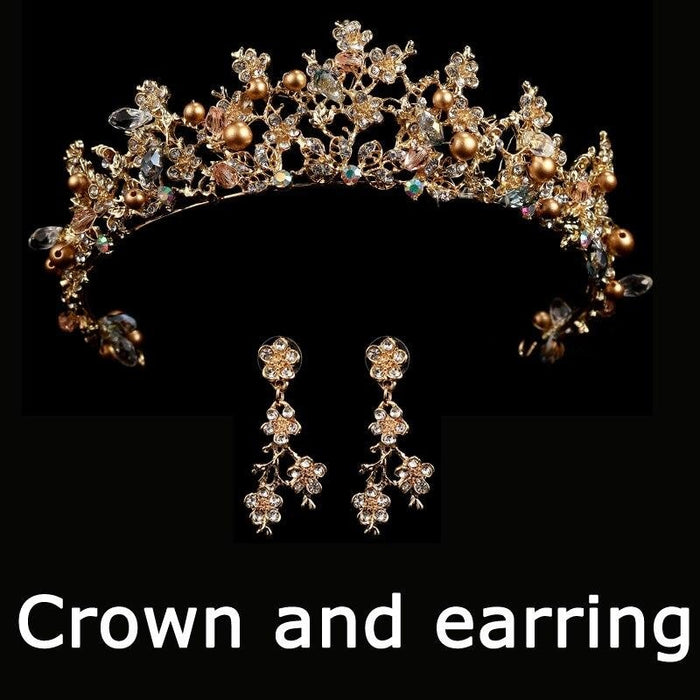 Luxurious Crown Queen Crystal Tiaras | Bridelily - gold - tiaras