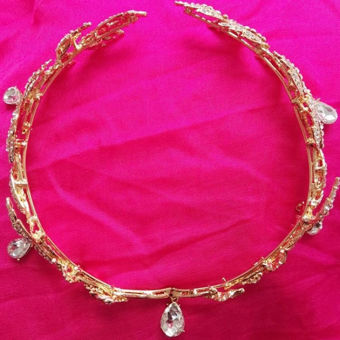 Luxury Crystal Handmade Rhinestone Tiaras | Bridelily - Gold - tiaras