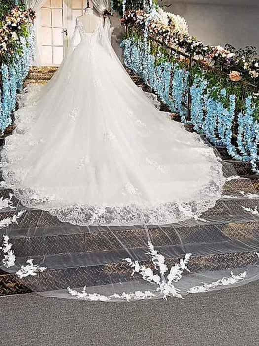 luxury ball gown wedding dresses Luxury High Neck Lace Ball Gown Wedding Dress-Bridelily
