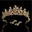 Luxury Pearl Queen Crown Womens Tiaras | Bridelily - Gold With Earrings - tiaras