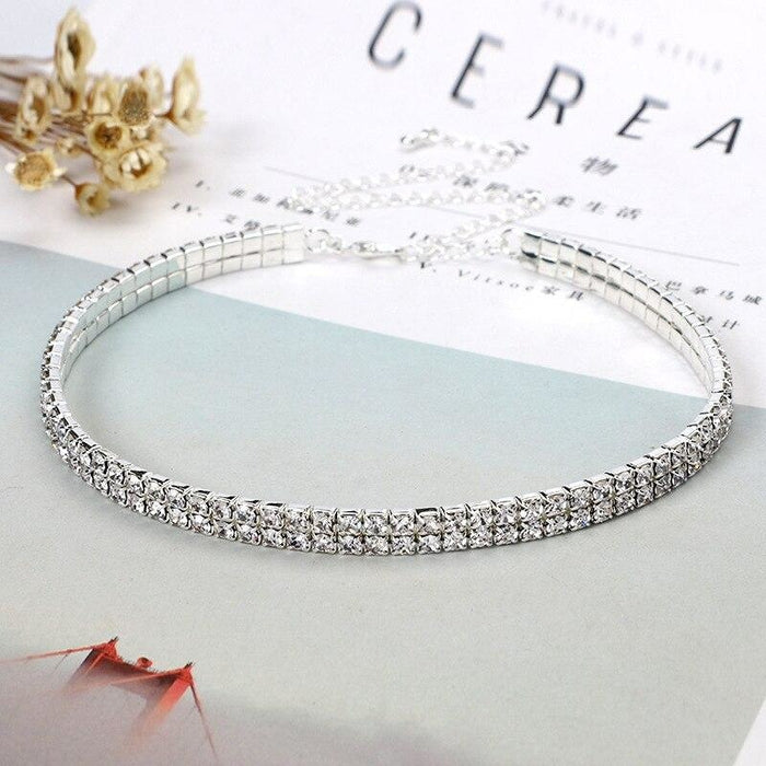 Luxury Rhinestone 4 Layers Silver Wedding Necklaces | Bridelily - necklaces
