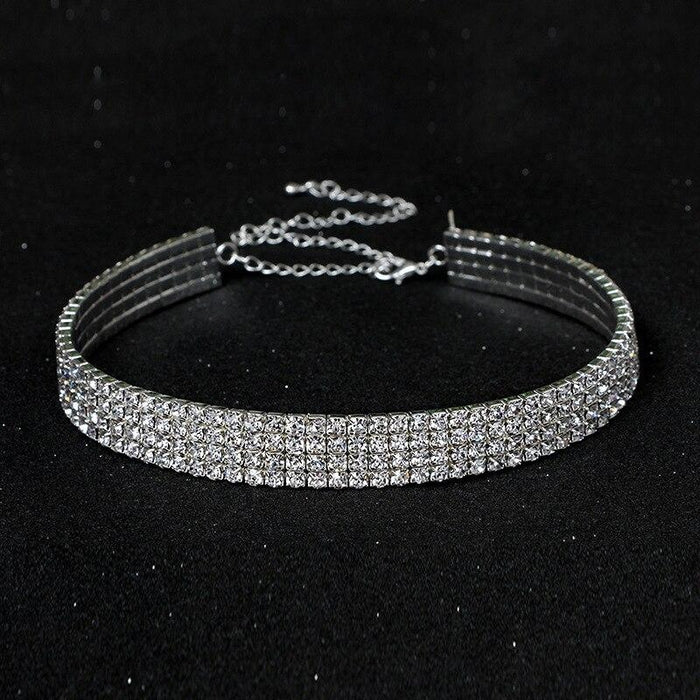 Luxury Rhinestone 4 Layers Silver Wedding Necklaces | Bridelily - necklaces