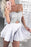 Marvelous Amazing Two Pieces Cheap Strapless Lace Homecoming Satin Short Prom Party Dress - Prom Dresses