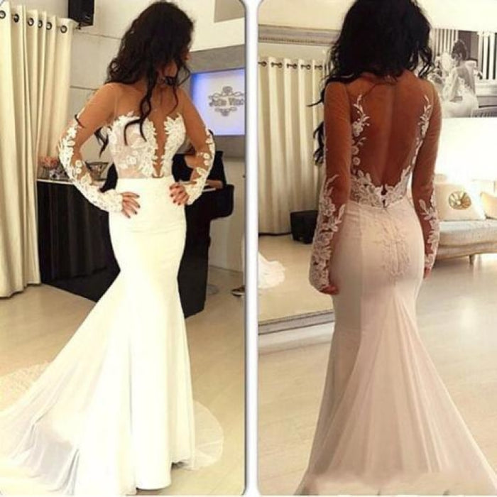Marvelous Beautiful Exquisite Sexy Mermaid Prom Dresses Hot Sale Open Back Wedding Long Sleeve Formal Dress - Prom Dresses