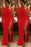 Marvelous Excellent Elegant Sheath Long Sleeves One Shoulder Split Floor Length Prom Sexy Red Evening Dress - Prom Dresses