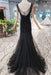 Marvelous Fabulous Excellent Black Mermaid Tulle Prom Dress with Sequins Sparkly Sleeveless Evening Dresses - Prom Dresses