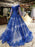 Marvelous Glorious Marvelous Gorgeous Long Sleeve Sheer Neck Tulle Blue Applique Ball Gown Prom Dresses with Beads - Prom Dresses