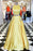 Marvelous Latest Yellow Satin Two Pieces Long Homecoming with Silver Beading Prom Dress - Prom Dresses