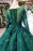 Marvelous Wonderful Precious Dark Green Long Sleeves Ball Gown Prom with Beads Quinceanera Dress - Prom Dresses