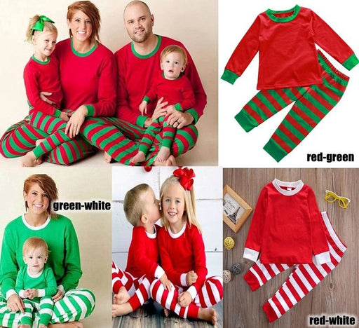 Matching Family Pajamas Sets Christmas Sleepwear Merry Christmas Reindeer - 2-3Y / Child-Red & Green stripe - robes