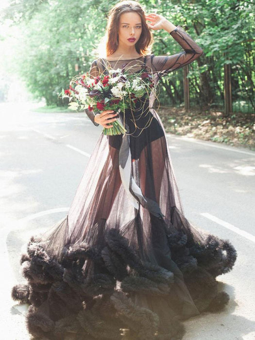 Maternity Wedding Dress With Train V-Neck Open Shoulder Tulle