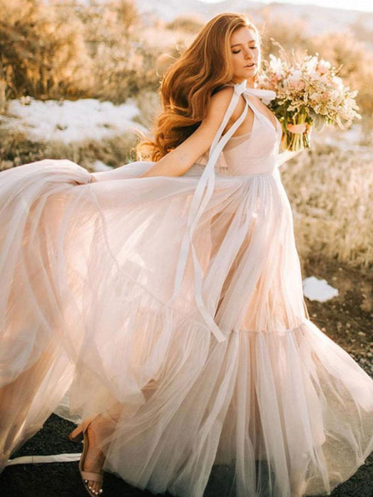 Maternity Wedding Dress Light Grey V-Neck Sleeveless Tulle Long Bridge Bridelily Maternity Wedding Dress Light Grey V-Neck Sleeveless Tulle Long Bridge Bridelily
