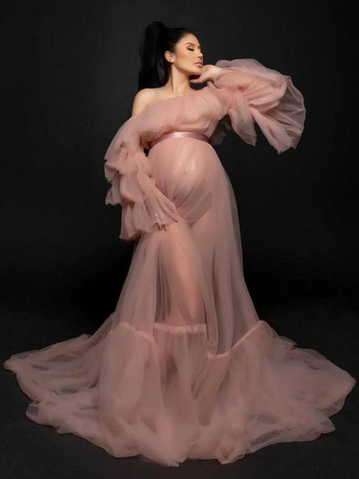 Maternity Wedding Dress Strapless Open Shoulder Lace-up Tulle Long Bridge Gowns With Train Bridelily Maternity Wedding Dress Strapless Open Shoulder Lace-up Tulle Long Bridge Gowns With Train Bridelily