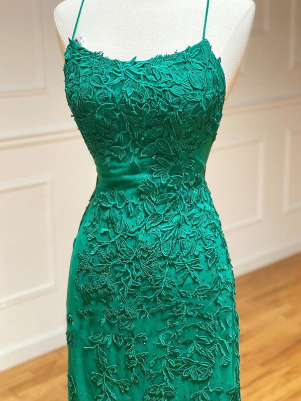 Green Mermaid High Neckline Backless Prom Dress Evening Dress Y8490