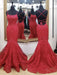 Mermaid Backless Red Lace Long Prom Dresses, Mermaid Red Formal Dresses, Red Lace Evening Dresses
