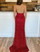 Mermaid Backless V Neck Burgundy Sequins Long Prom Dresses, Mermaid Burgundy Formal Dresses, Shiny Sequins Burgundy Evening Dresses 