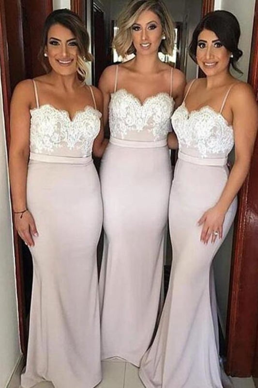 Mermaid Bridesmaid Dress with Lace Top Spaghetti Straps Bridesmaid Dress - Bridesmaid Dresses
