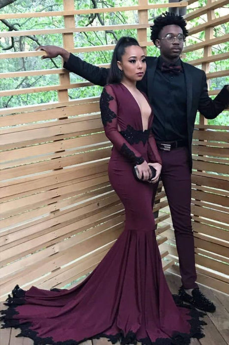 Mermaid Purple Long Sleeve Prom Dresses 2021 - Bridelily Mermaid Purple Long Sleeve Prom Dresses 2021 - Bridelily