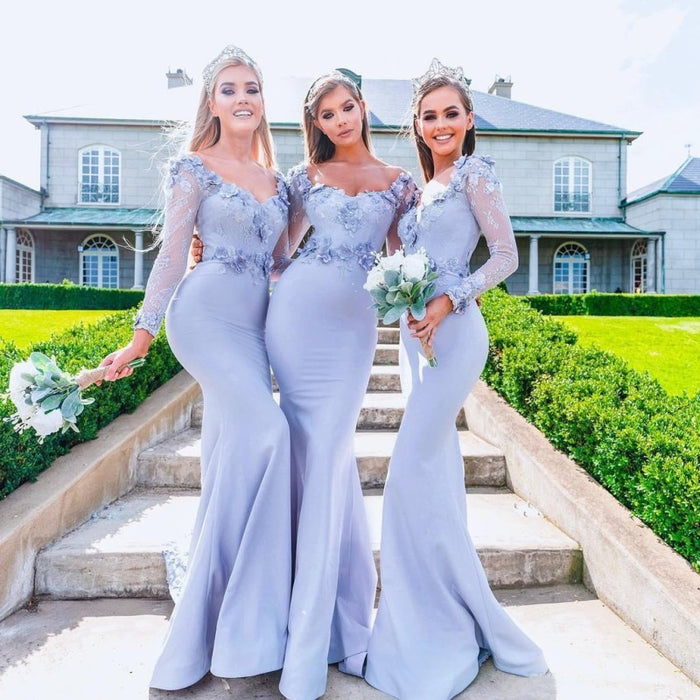 Mermaid Elastic Satin Applique Bridesmaid Dress - Bridesmaid Dresses
