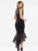 Mermaid Round Neck Asymmetry Black Lace Bridesmaid Dress - Bridesmaid Dresses